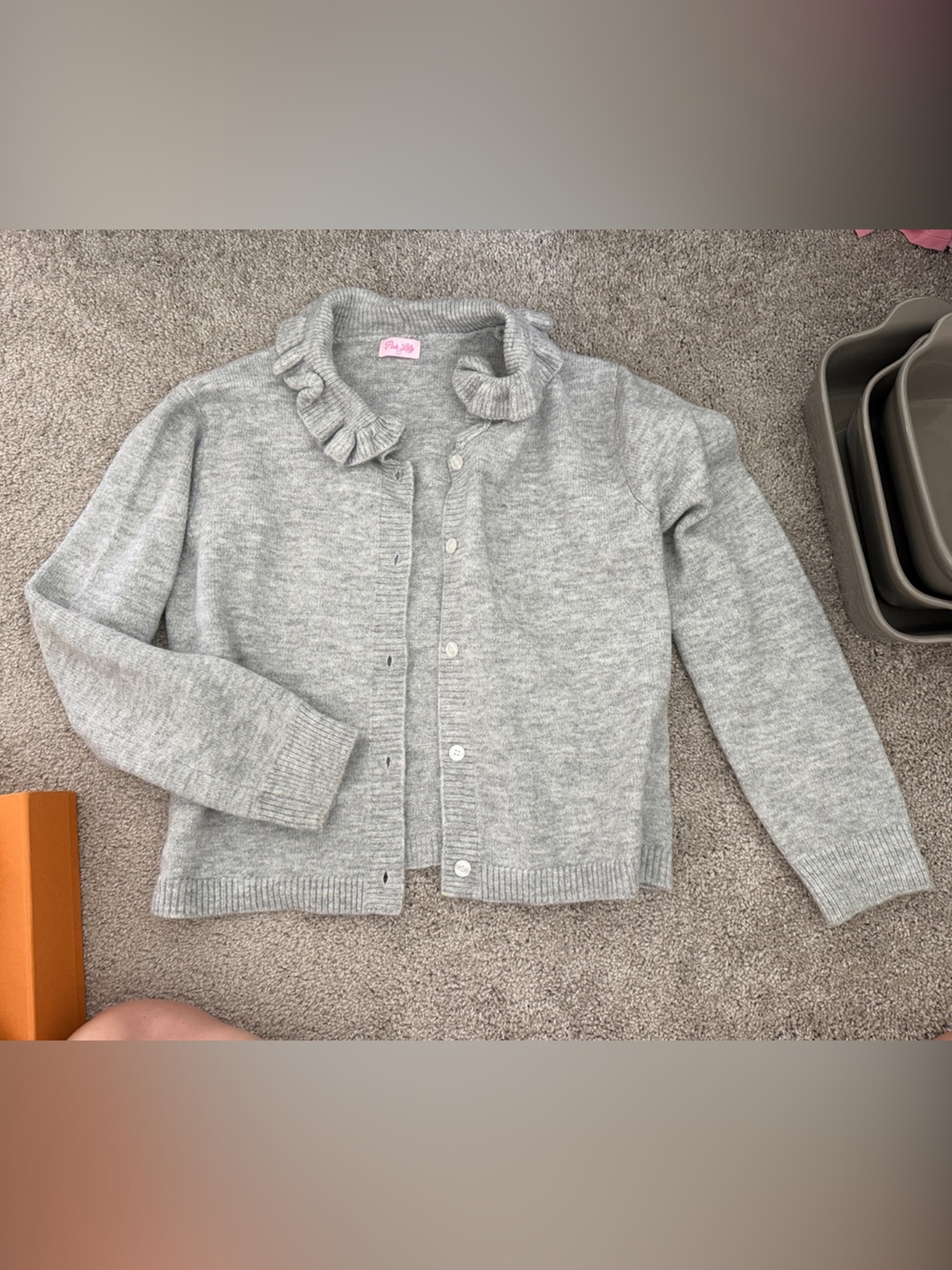 Pink Lily Ruffled Collar Button-Up Cardigan